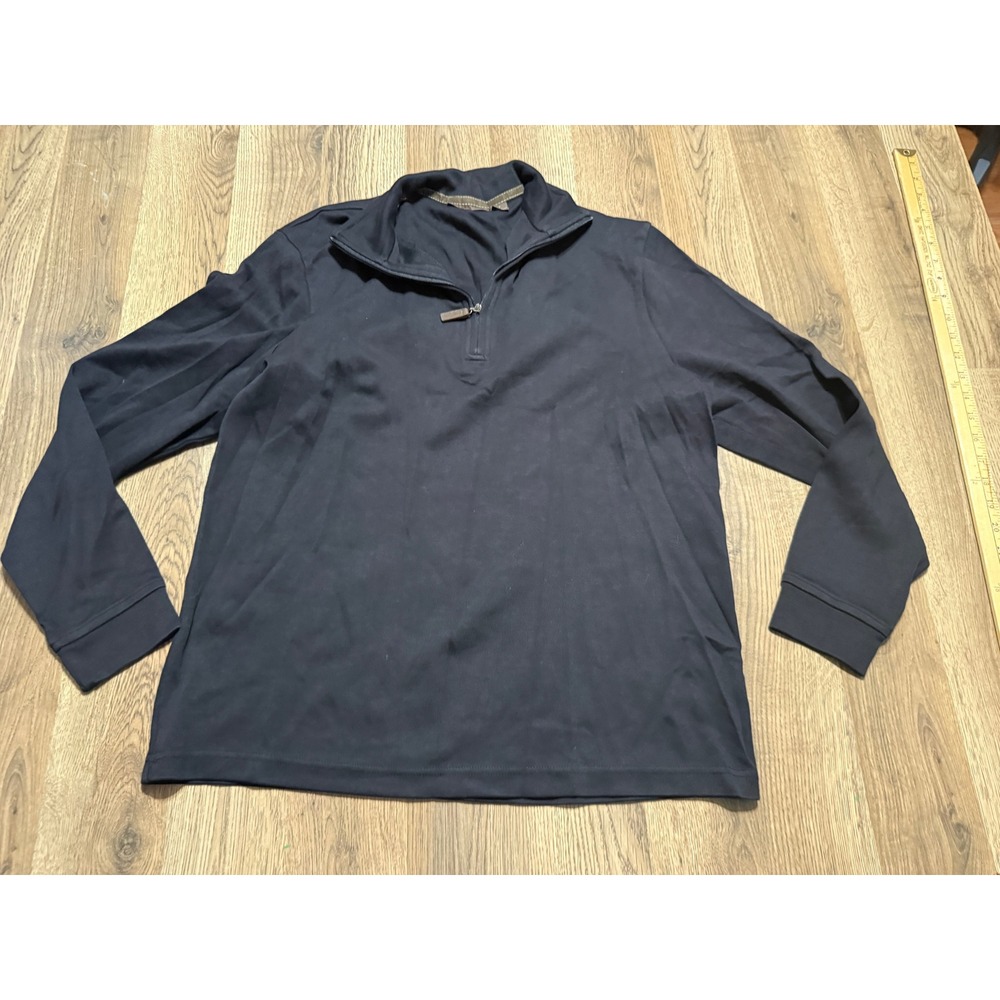 Tasso Elba Shirt Mens Size M Black Quarter Zip Pima Cotton Pullover Long Sleeve